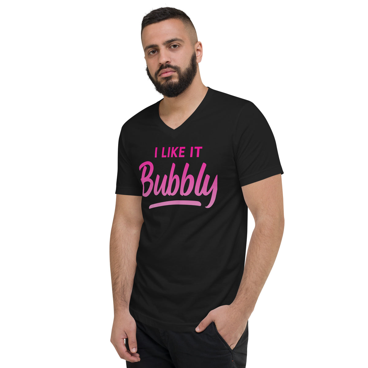 I Like It Bubbly Unisex Short Sleeve V-Neck T-Shirt