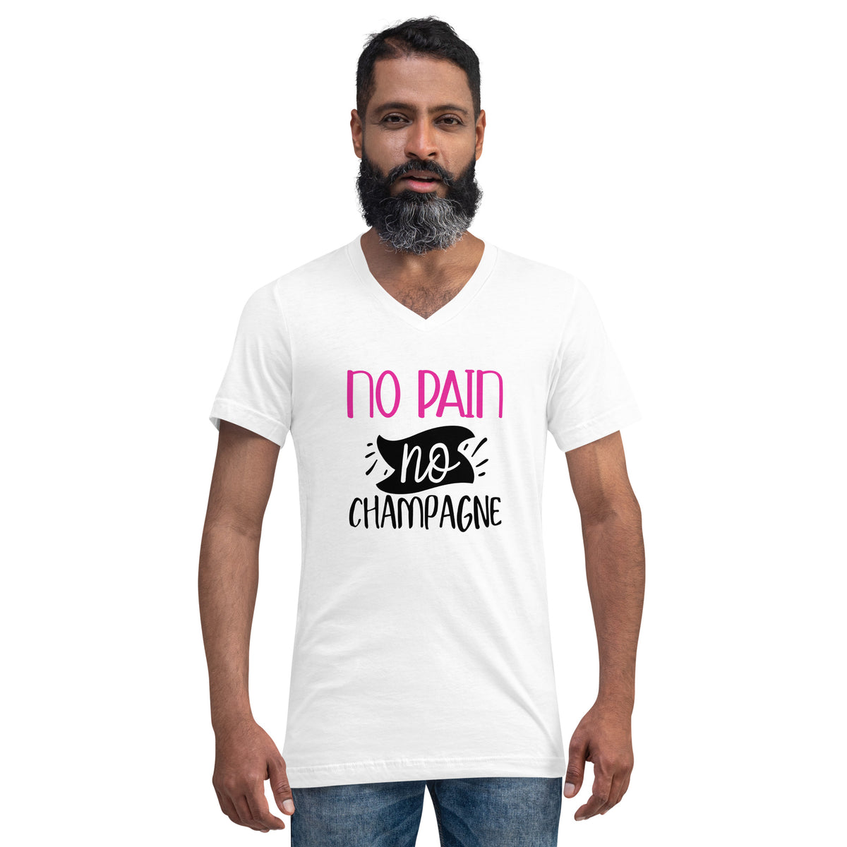 No Champagne Men Short Sleeve V-Neck T-Shirt