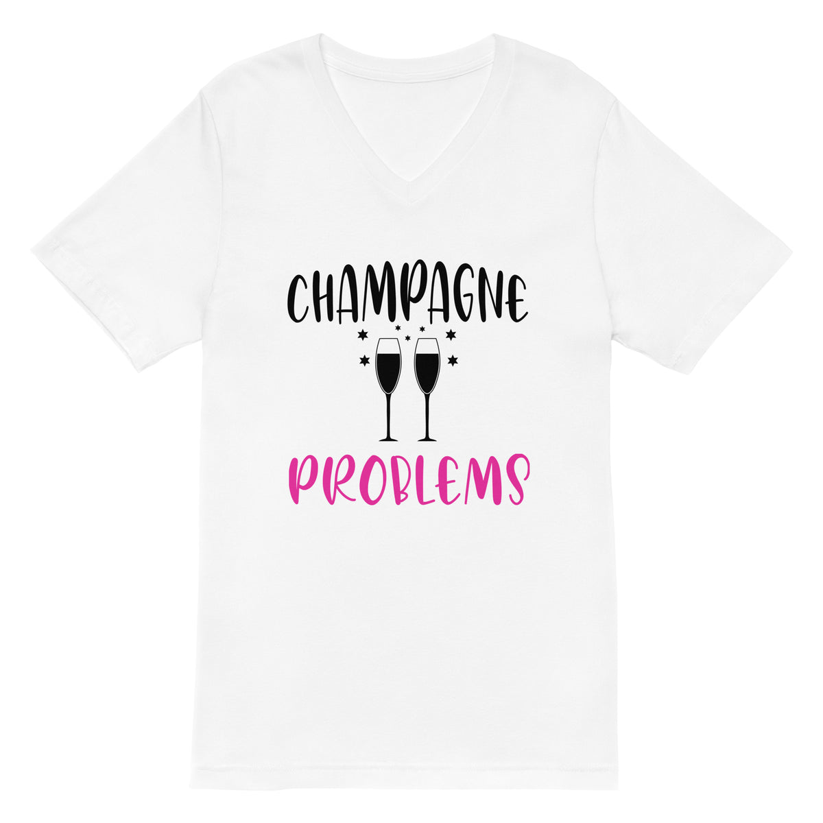 Champagne Problems Unisex Short Sleeve V-Neck T-Shirt