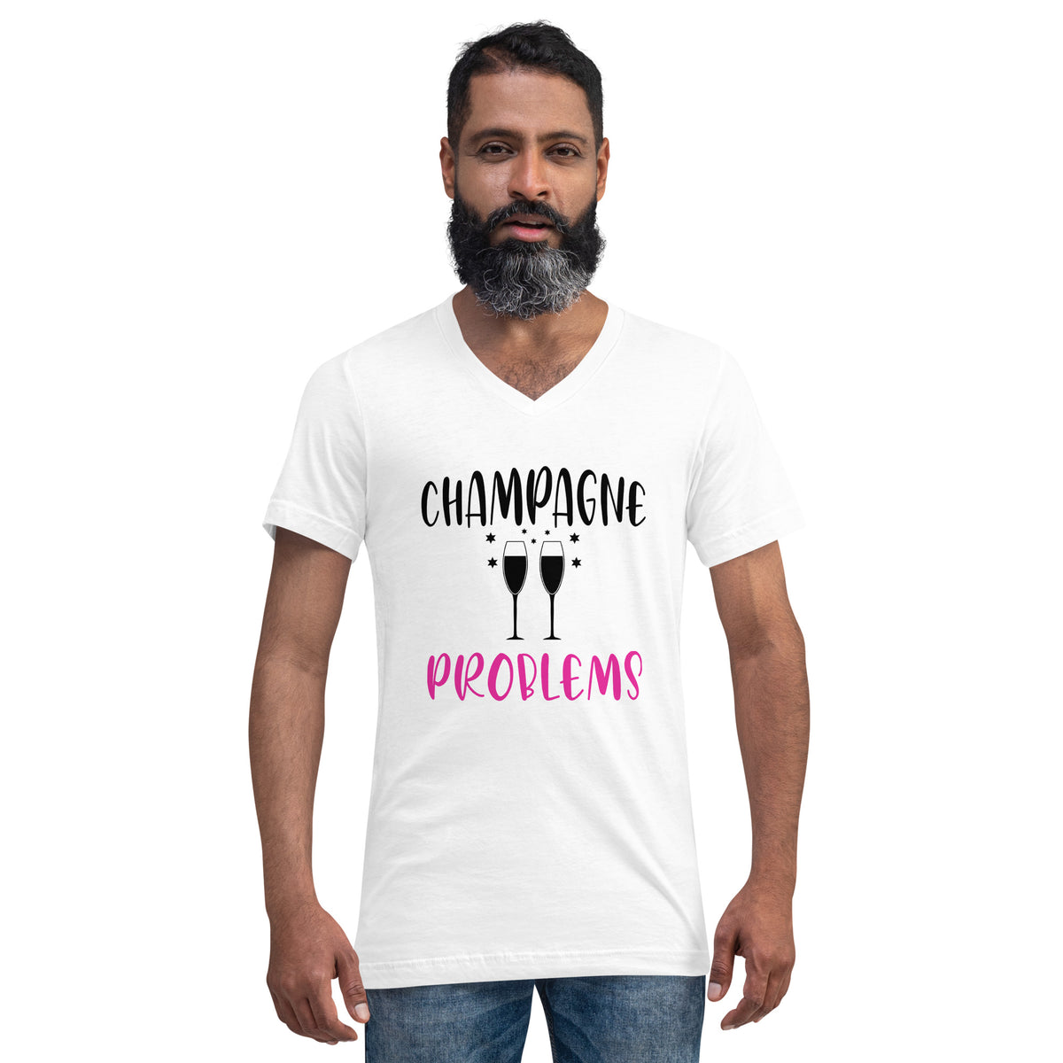 Champagne Problems Unisex Short Sleeve V-Neck T-Shirt