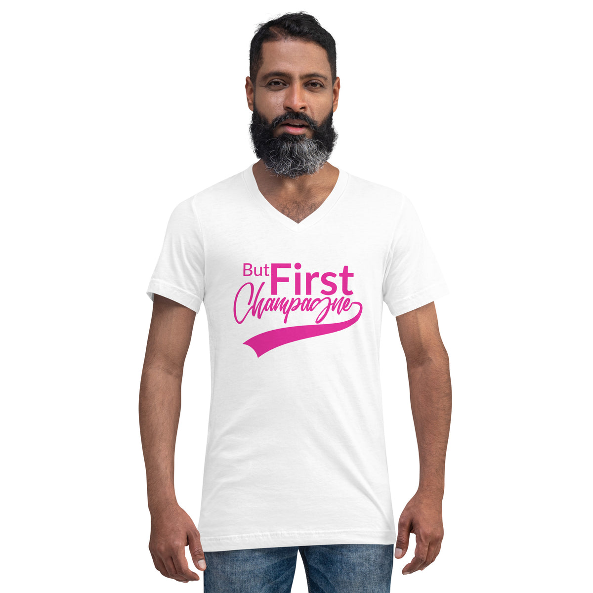 But First Champagne Unisex Short Sleeve V-Neck T-Shirt