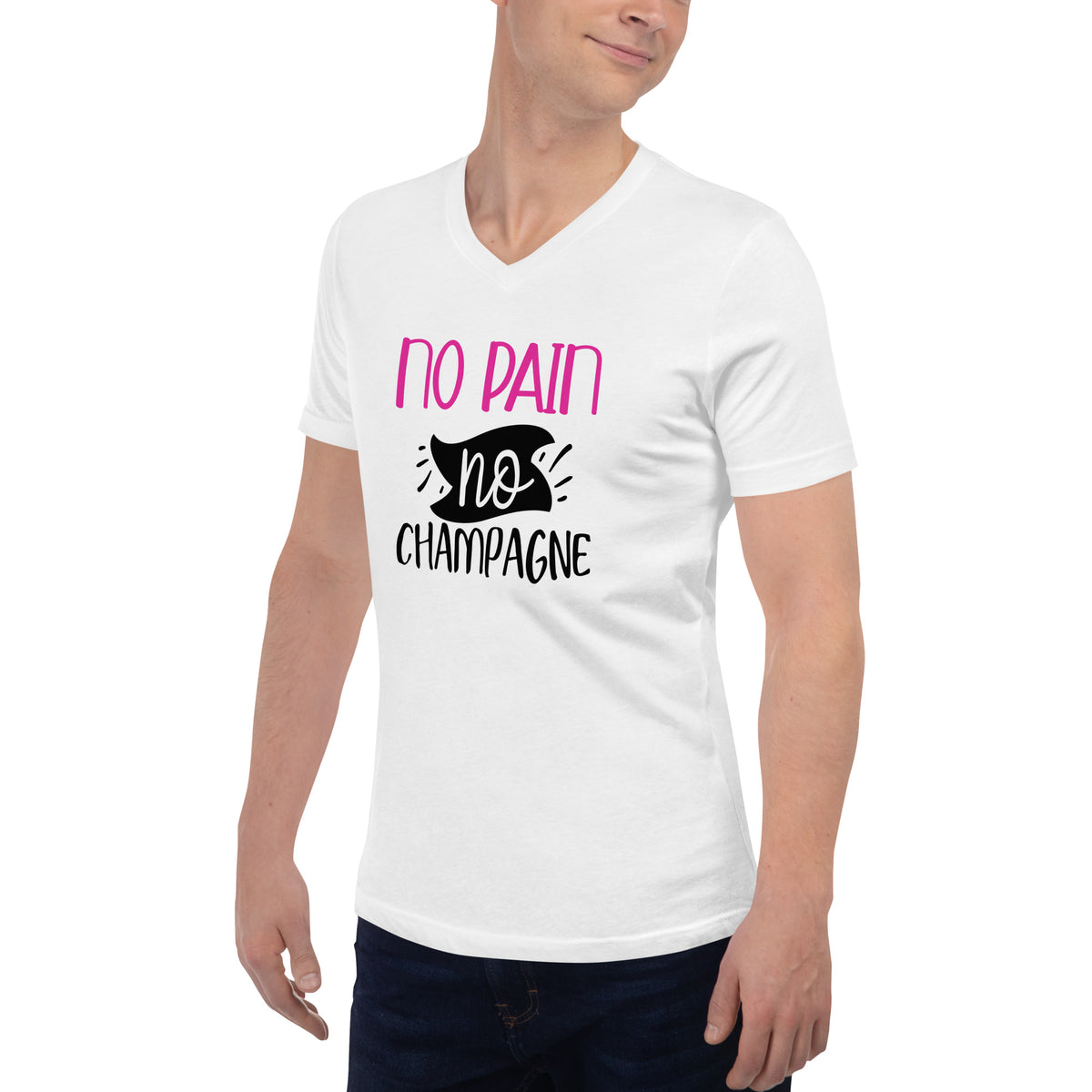 No Champagne Men Short Sleeve V-Neck T-Shirt