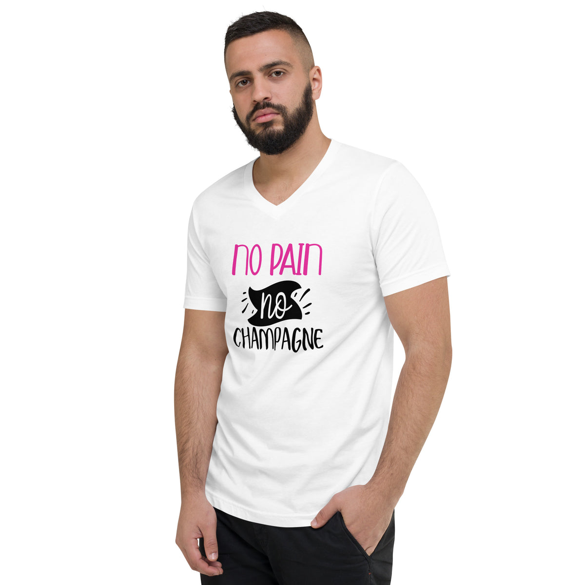 No Champagne Men Short Sleeve V-Neck T-Shirt