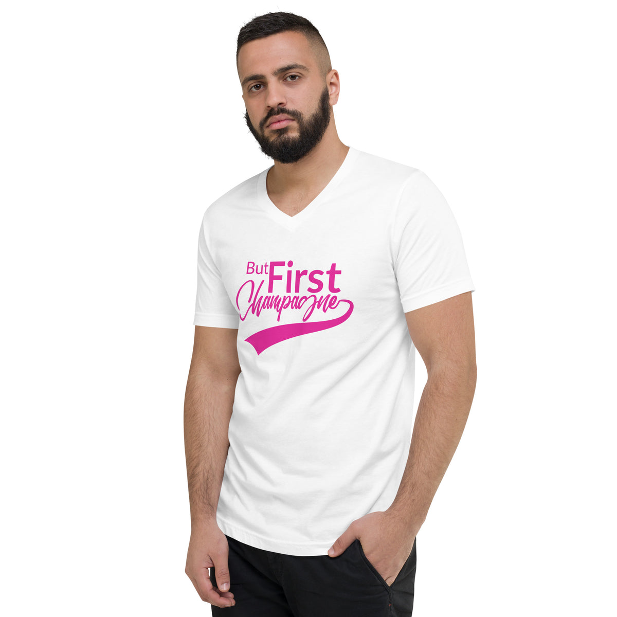 But First Champagne Unisex Short Sleeve V-Neck T-Shirt