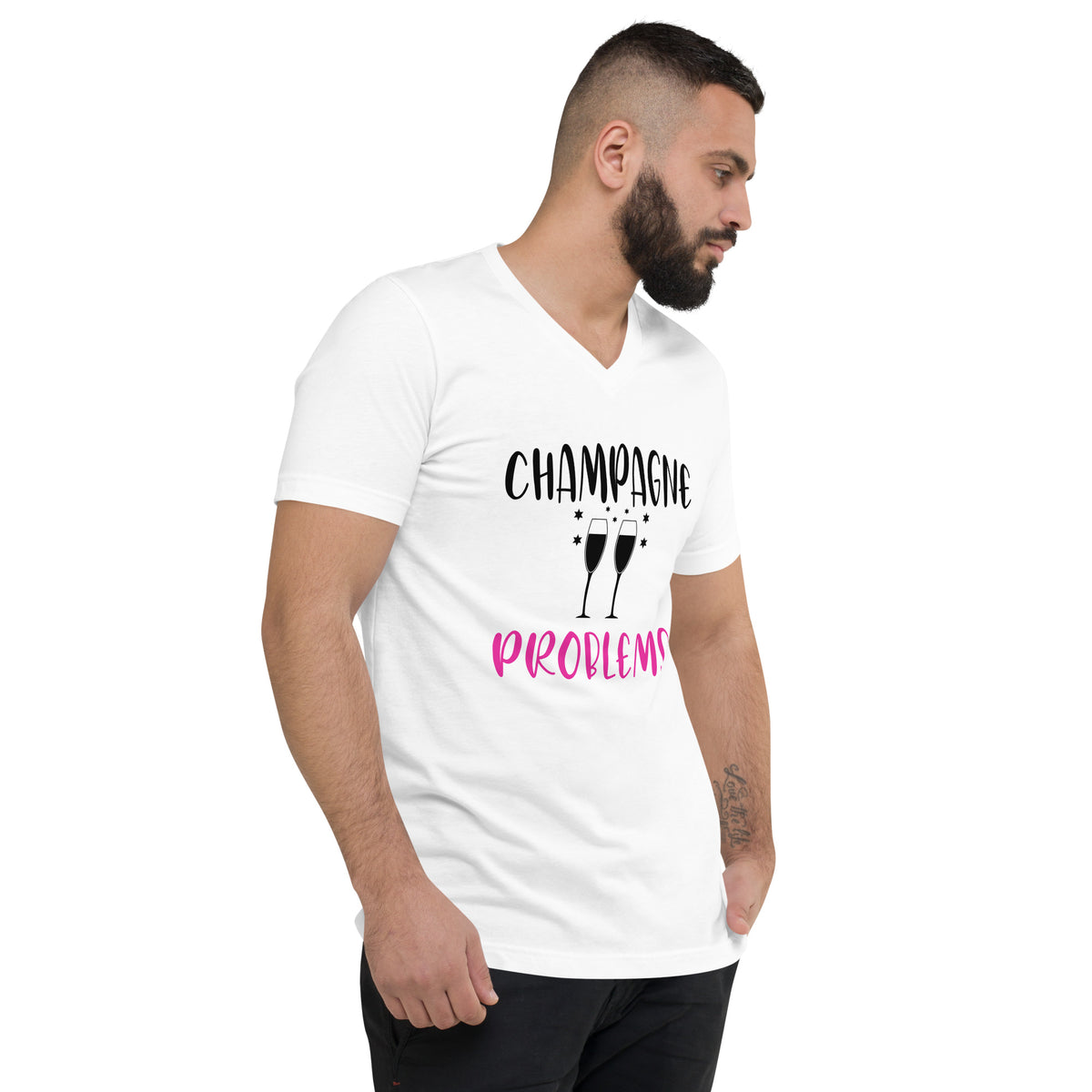 Champagne Problems Unisex Short Sleeve V-Neck T-Shirt