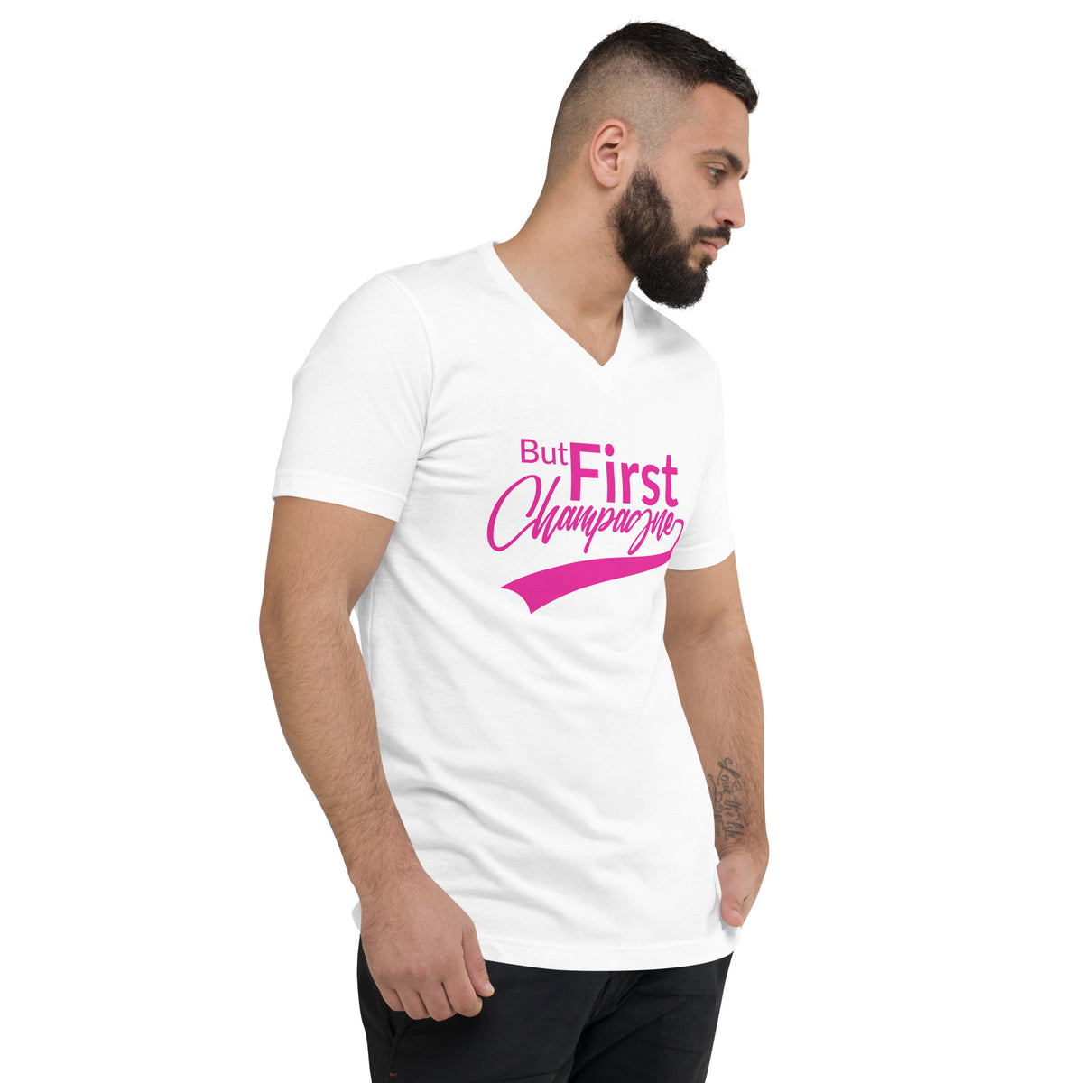 But First Champagne Unisex Short Sleeve V-Neck T-Shirt